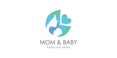 mamma och baby logotyp designkoncept med unik stil premium vektor