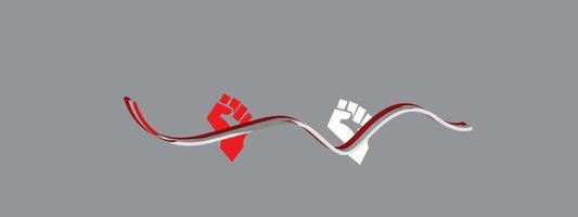 hintergrund mit grauer indonesischer flagge unabhängigkeitssymbol hand nach oben 17 august vektor