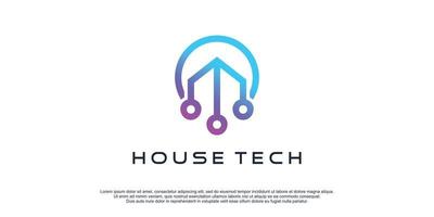 House-Tech-Logo-Design für Business- und Technologie-Premium-Vektor vektor