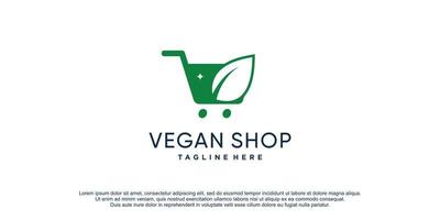 veganes Shop-Logo mit modernem Konzept für Business-Premium-Vektor vektor