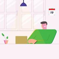 Konzeptdesign für die Arbeit zu Hause. Vektorillustration auf rosa Hintergrund. Online-Studium, Bildung. vektor