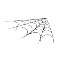 Schwarzes Halloween-Spinnennetz auf weißem Hintergrund. vektorillustration, clipart. Fröhliches Halloween. Linienvektorsilhouette. Illustration für Webdesign vektor