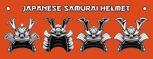 japansk samurai hjälm vektor set