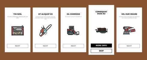 Sägewerk geschnittene Service-Onboarding-Symbole setzen Vektor