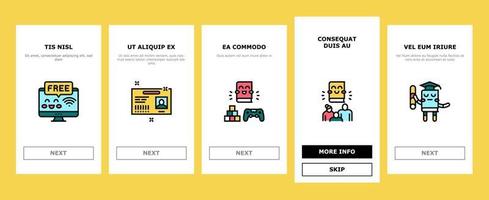 barn bibliotek läsa onboarding ikoner som vektor