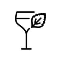 mynta dryck i vinglas ikon vektor kontur illustration
