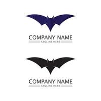 bat logotyp djur och vektor, vingar, svart, halloween, vampyr, gotisk, illustration, design bat ikon vektor