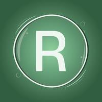 r Brief Kreis Logo Design grüner Hintergrund flache Vektor-Smart-Illustration vektor