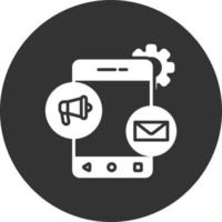 Invertiertes Symbol für mobile Marketing-Glyphe vektor