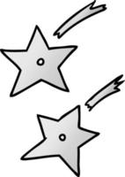 gradient tecknad doodle av ninja kastar stjärnor vektor