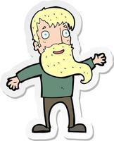 Aufkleber eines Cartoon-Mannes mit winkendem Bart vektor