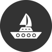 Yacht-Glyphe invertiertes Symbol vektor