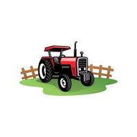 landwirtschaftlicher traktor und ausgrabungsillustrationslogovektor