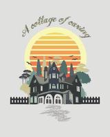 Cottage-Haus-T-Shirt-Design vektor