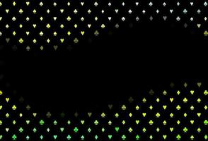 dunkelgrüner, gelber Vektorhintergrund mit Kartenzeichen. vektor