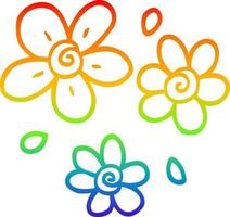 regnbågsgradient linjeteckning tecknade dekorativa blommor vektor