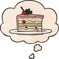 Cartoon-Dessert-Kuchen und Gedankenblase im Grunge-Texturmuster-Stil vektor