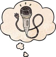 Cartoon-Mikrofon und Gedankenblase im Grunge-Texturmuster-Stil vektor