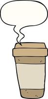 Cartoon-Kaffeetasse und Sprechblase vektor