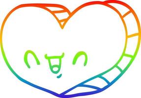 regnbågsgradient linjeteckning tecknad kärlek hjärta vektor
