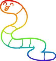 Regenbogen-Gradientenlinie Zeichnung Cartoon-Wurm vektor