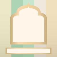 einfache moderne islamische einladung pastell- und goldene farbe mit rahmen vektor