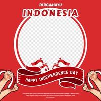 indonesien unabhängigkeitstag twibbon instagram post konzept vorlagendesign vektor