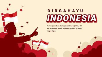 Indonesien hjälte patriotisk man självständighetsdagen banner bakgrund malldesign vektor