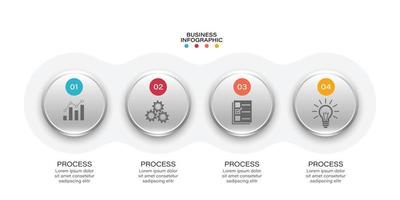 affärsinfografisk cirkelform fyra alternativ, process eller steg för presentation. kan användas för presentationer, arbetsflödeslayout, banners, diagram och webbdesign. vektor