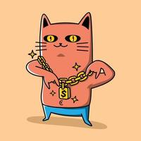 söt katt illustration i hip hop stil vektor