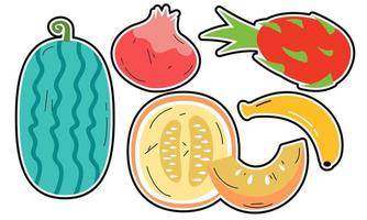 doodle frukter. naturlig tropisk frukt, ekologisk frukt eller vegetarisk mat. vektor isolerade ikoner