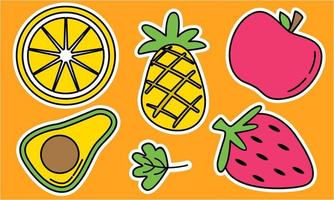 doodle frukter. naturlig tropisk frukt, ekologisk frukt eller vegetarisk mat. vektor isolerade ikoner