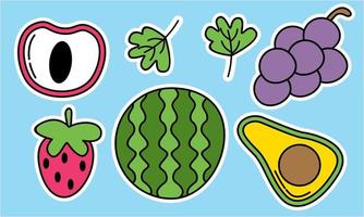 doodle frukter. naturlig tropisk frukt, ekologisk frukt eller vegetarisk mat. vektor isolerade ikoner