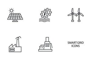 Smart-Grid-Netzwerksymbole gesetzt. Smart-Grid-Netzwerkpaket-Symbolvektorelemente für Infografik-Web vektor