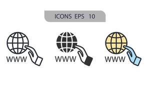 Domain-Icons symbolisieren Vektorelemente für das Infografik-Web vektor