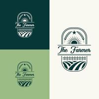 vintage farmer logo oder farm label vektor