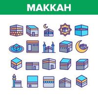 makkah islamische religiöse gebäudeikonen stellten vektor ein