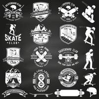 Satz Skateboard- und Longboard-Club-Abzeichen. Vektor-Illustration vektor