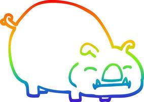 Regenbogen-Gradientenlinie Zeichnung Cartoon-Schwein vektor