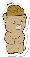 klistermärke av en tecknad björn i hatt vektor