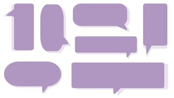 Sammlung von niedlichen lila Sprechblasen, Konversationsboxen, Rahmengesprächen, Chatboxen, Denkballons und Nachrichtenboxen auf weißem Hintergrund, perfekt für Ihr Design vektor