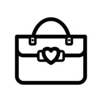 Tasche Frauen-Symbol. Symbolvektor für Frauentaschen. Frauen Tasche Symbol einfaches Zeichen. Frauentaschensymbol isoliert auf weißem Hintergrund. Symbollinie für Frauentaschen. vektor