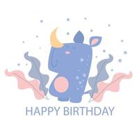 härlig grattis på födelsedagen kort djur karaktär illustration vektor