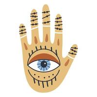 onda doodle eye. handritad trolldomsöga talisman, magisk helig symbol vektor