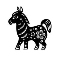 Chinesisches Sternzeichen Neujahrszeichen Pferd. traditionelles chinesisches Horoskoptier. vektor