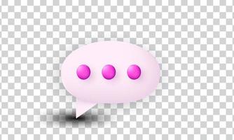 Einzigartiges 3D-Stil rosa Chat-Blase realistisches Icon-Design isoliert auf vektor