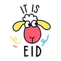 süßes ziegengesichtsschlachten auf eid, gekritzelsymbol vektor