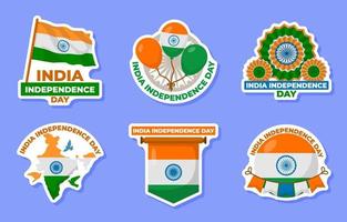Sticker-Sammlung für den Tag der Unabhängigkeit Indiens vektor