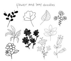 Blumen- und Blattgekritzel-Vektorillustration vektor