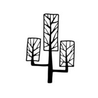 dekorativa träd siluett i doodle stil vektor